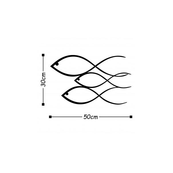 WALLXPERT Zidna dekoracija Fish Black - 182451