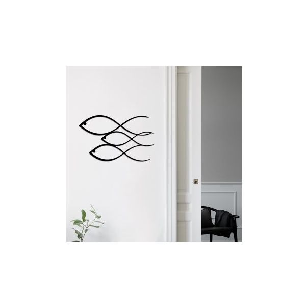 WALLXPERT Zidna dekoracija Fish Black - 182451