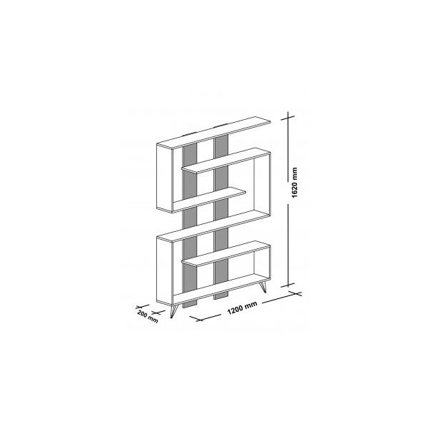 HANAH HOME Polica za knjige Rain White - 182470