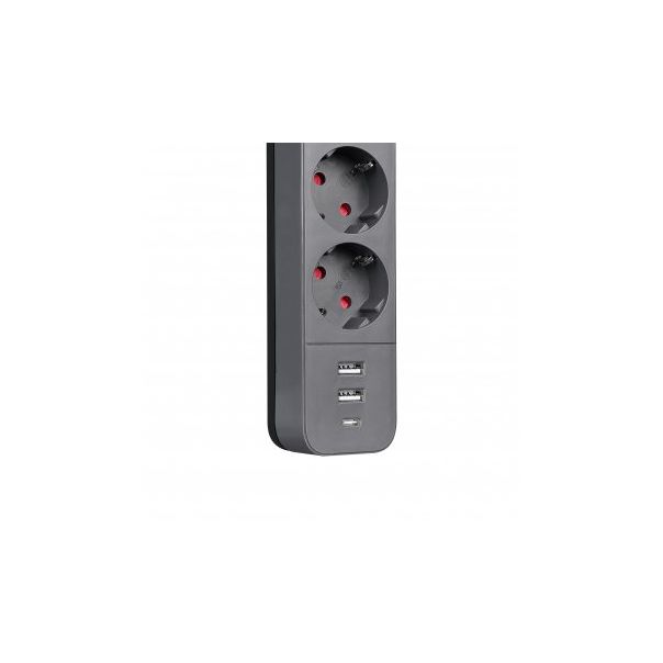 S-LINK Produžni kabl SPG03U 3 utičnice 2XUSB 1X TIP-C, 1.5m, crna - 182587