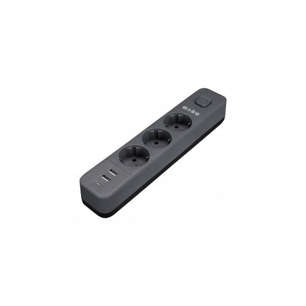 S-LINK Produžni kabl SPG03U 3 utičnice 2XUSB 1X TIP-C, 1.5m, crna - 182587