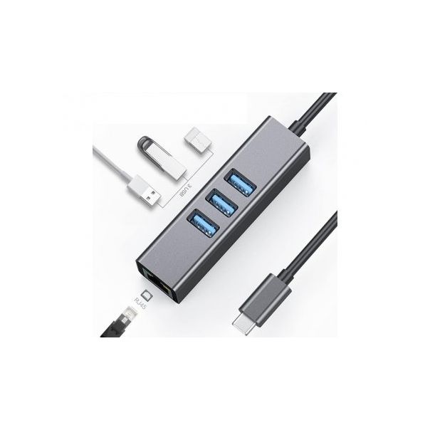 FAST ASIA Adapter TIP C na 3xUSB 3.0+RJ45 - 182720