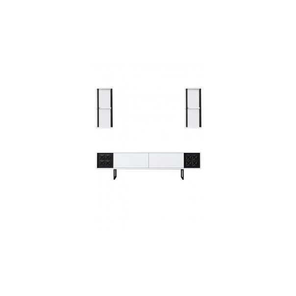 HANAH HOME TV komoda sa policama Black Line, bela/crna - 183764