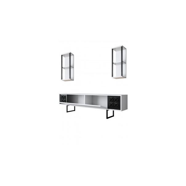 HANAH HOME TV komoda sa policama Black Line, bela/crna - 183764