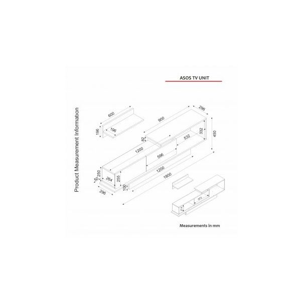 HANAH HOME TV polica Asos White - 183770