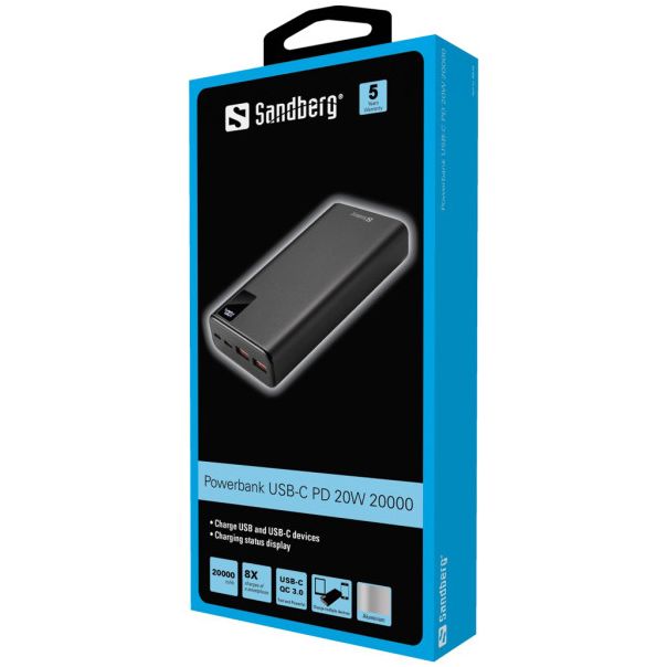 SANDBERG Powerbank USB-C 420-59, 20W, 20000 mAh - 26153-1