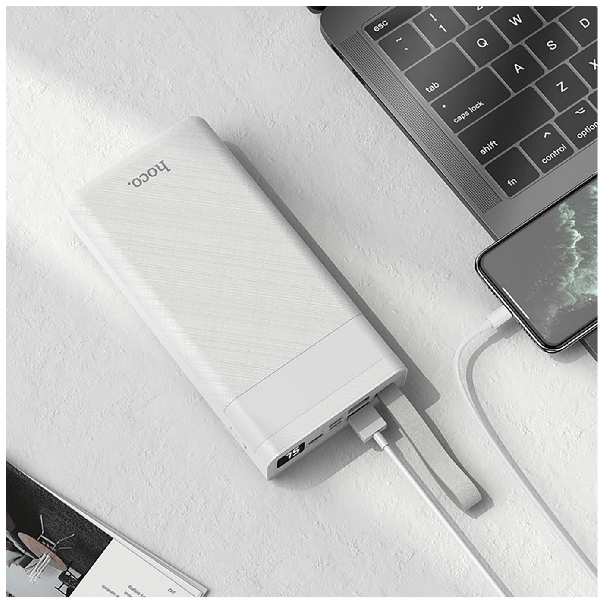 hoco. Power bank 30000mAh, Micro-USB / Tipe-C ulaz, lampa - J73 Powerful, bela - 18443