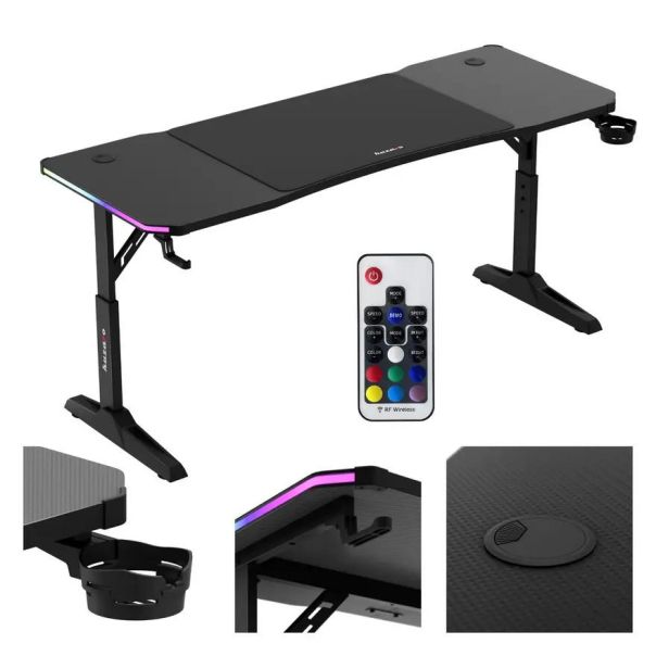 Huzaro Hero 4.6 Crni RGB Podesivi Gaming sto 160x60cm - 1848-1-1
