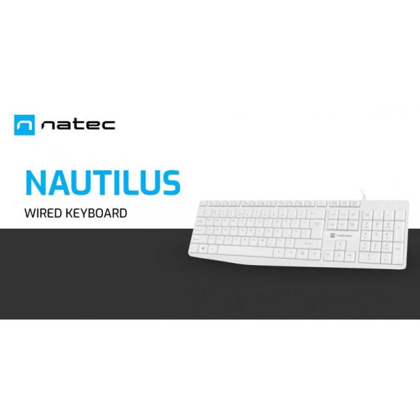 NATEC NAUTILUS, Slim Multimedia tastatura, US raspored, USB, bela (NKL-1951) - EP1697273