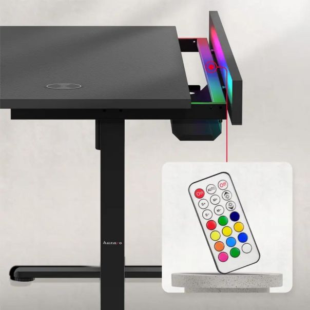 Huzaro Hero 8.7 Crni RGB Električni podesivi sto 140x70cm - 1855-1