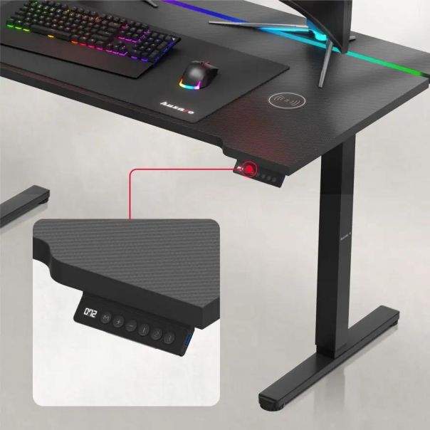 Huzaro Hero 8.7 Crni RGB Električni podesivi sto 140x70cm - 1855-1