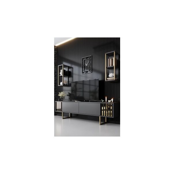 HANAH HOME TV polica Gold Line Anthracite Black 1 - 185764