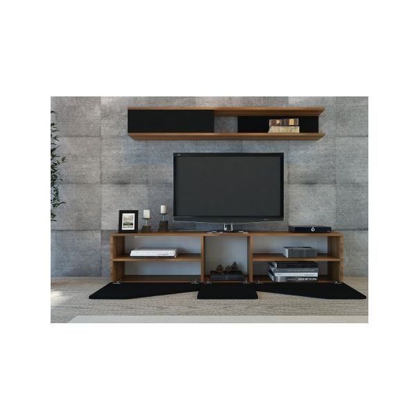 HANAH HOME TV polica Tac Walnut Black - 185803