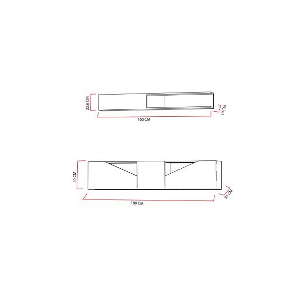 HANAH HOME TV polica Tac Walnut Black - 185803