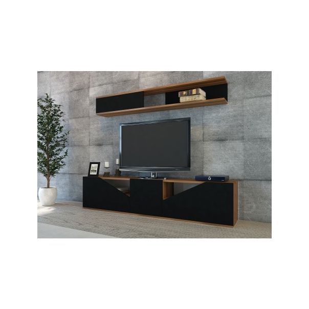 HANAH HOME TV polica Tac Walnut Black - 185803