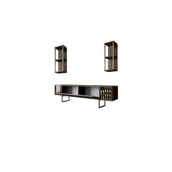 HANAH HOME TV komoda sa policama Gold Line, braon/crna - 185827-1