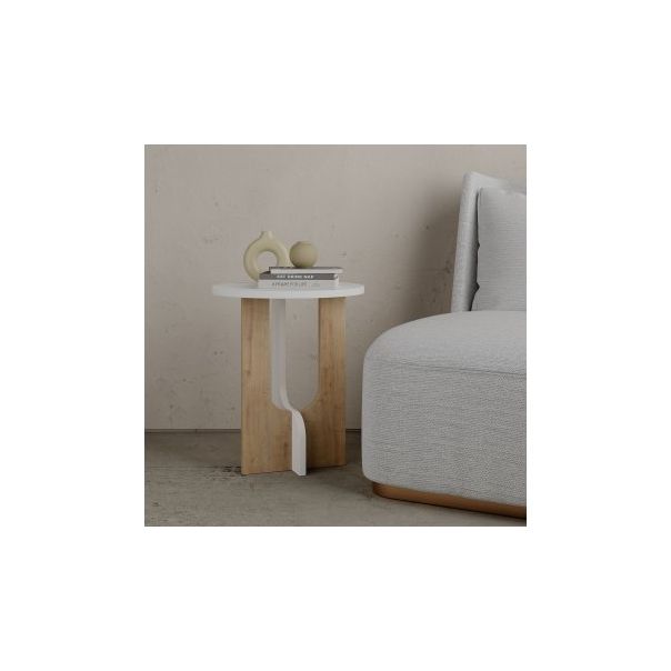 HANAH HOME Pomoćni stočić Luna, bela/krem - 185917