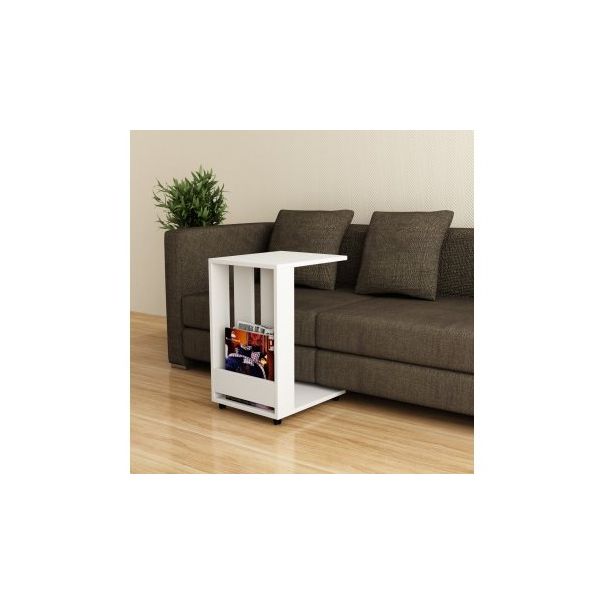 HANAH HOME Sto sa točkićima Edi White - 185926