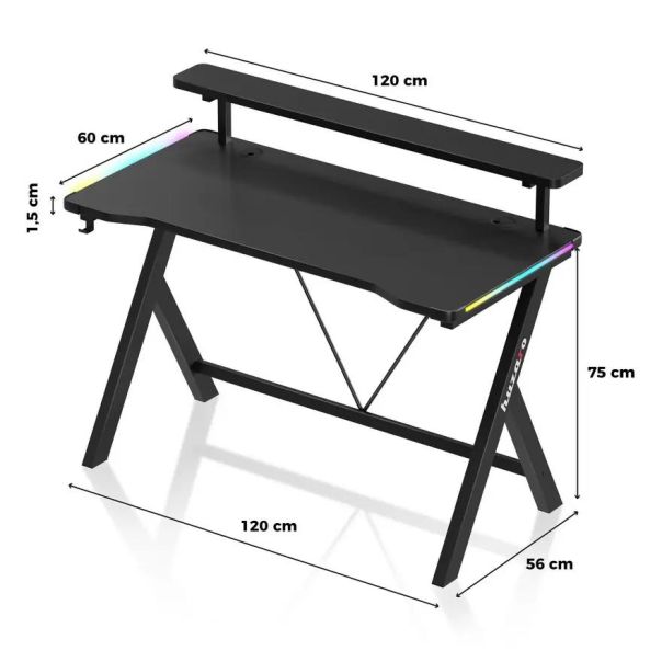 Huzaro Hero 1.9 Crni RGB Gaming sto 120x60cm - 1863-1-1