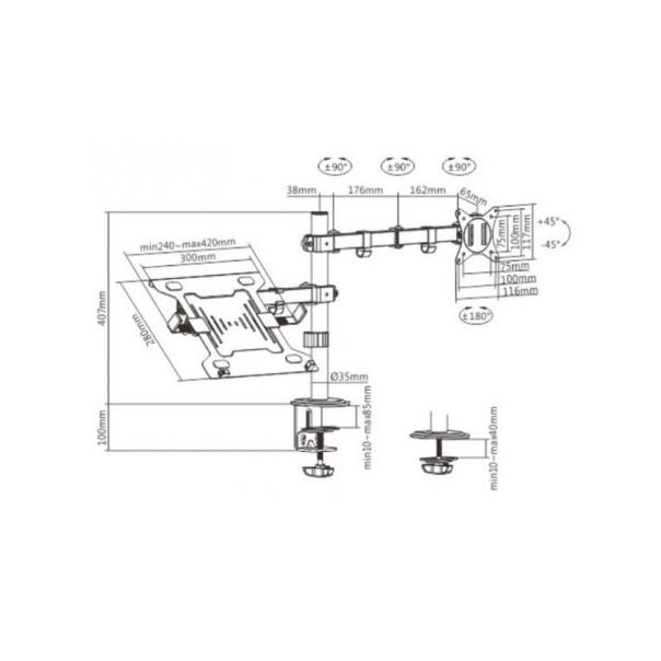 GEMBIRD Nosač za monitor i laptop MA-DA-03, crna - 186389