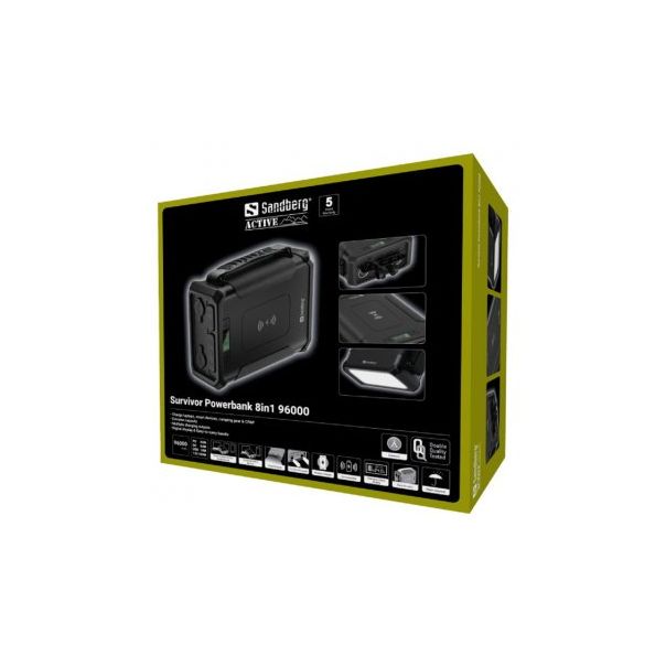 SANDBERG Powerbank SURVIVOR USB-C/A/PD/DC 12V 420-78, PD60W, 96000 mAh - 186630