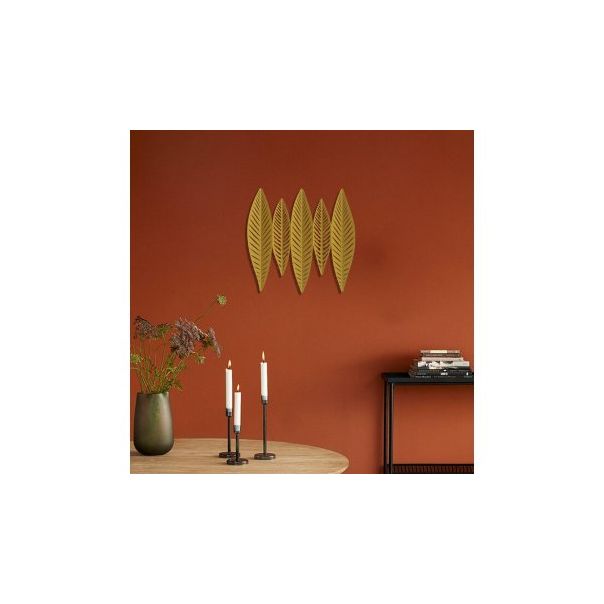 WALLXPERT Zidna dekoracija 3D Gold Leaves Metal Wall Art APT618 - 186798