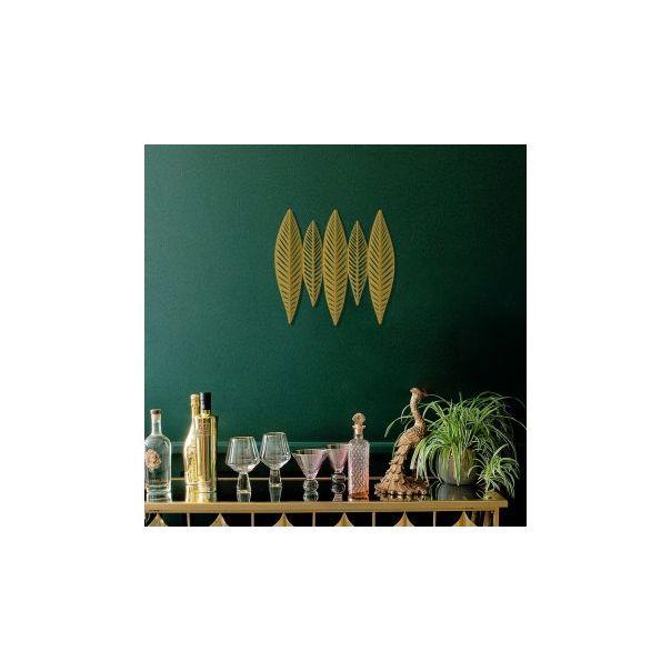 WALLXPERT Zidna dekoracija 3D Gold Leaves Metal Wall Art APT618 - 186798