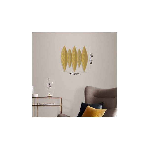 WALLXPERT Zidna dekoracija 3D Gold Leaves Metal Wall Art APT618 - 186798