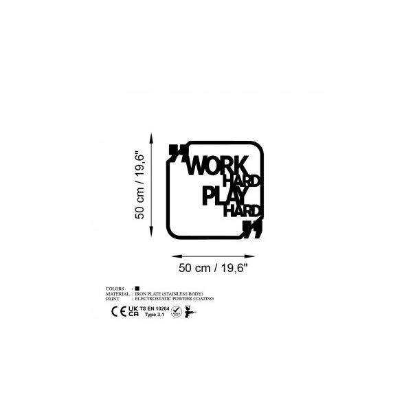 WALLXPERT Zidna dekoracija Work Hard Play Hard - 186952
