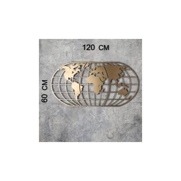 WALLXPERT Zidna dekoracija World Map Globe Gold - 186981