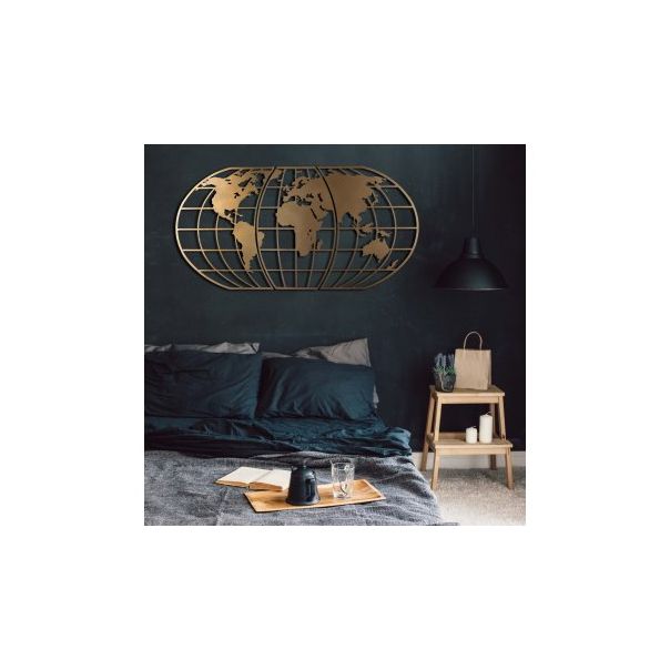 WALLXPERT Zidna dekoracija World Map Globe Gold - 186981