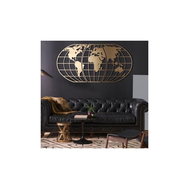 WALLXPERT Zidna dekoracija World Map Globe Gold - 186981