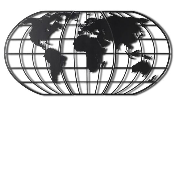 WALLXPERT Zidna dekoracija World Map Globe Black - 186982