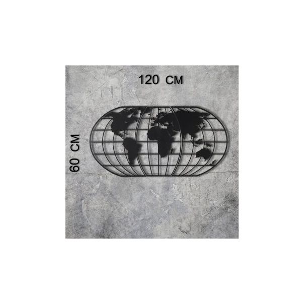 WALLXPERT Zidna dekoracija World Map Globe Black - 186982