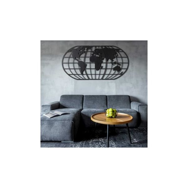 WALLXPERT Zidna dekoracija World Map Globe Black - 186982