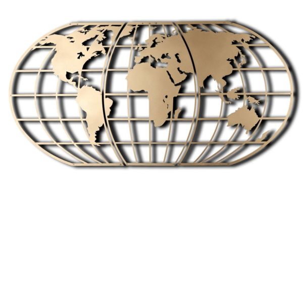 WALLXPERT Zidna dekoracija World Map Globe Led Gold - 186987-1-1