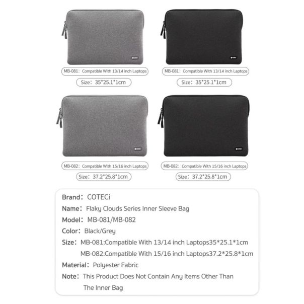Torba za laptop Coteci MB-082 15-16 inch siva - EP2995800