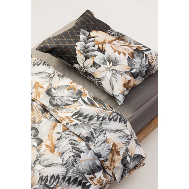 STEFAN Set posteljina od pamučnog satena 200x200cm, siva-braon - 187-1378