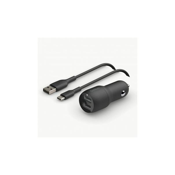 BELKIN Auto punjač CCE001BT1MBK 2xUSB-A+kabl USB-A na USB-C, crna - 187074