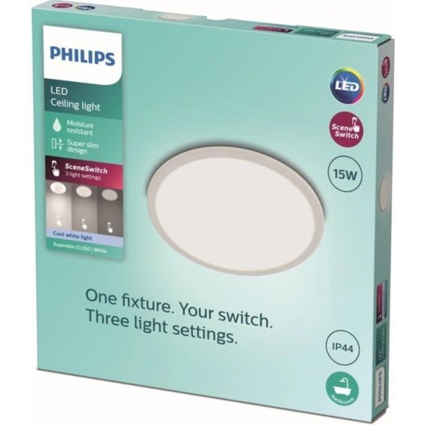PHILIPS Plafonjera superslim CL550 LED 15W 4000K IP44 bela - 18823-1
