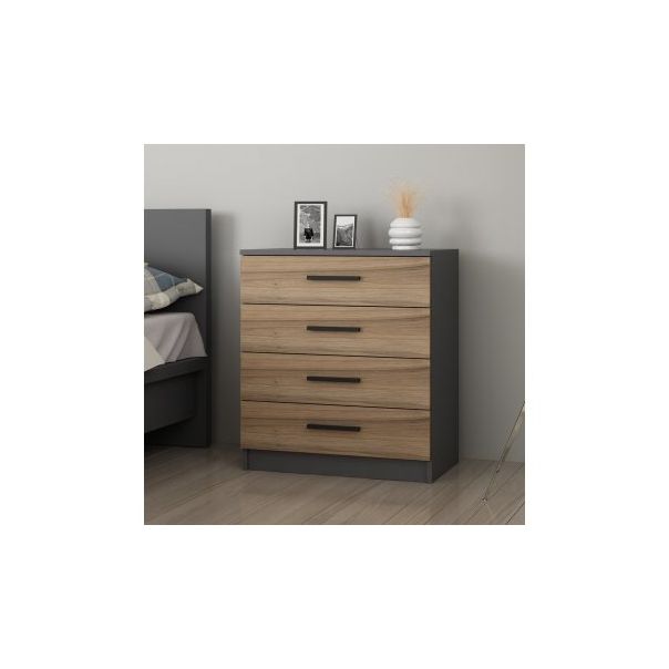 HANAH HOME Komoda za spavaću sobu Kale 4924, antracit/braon - 188996-1