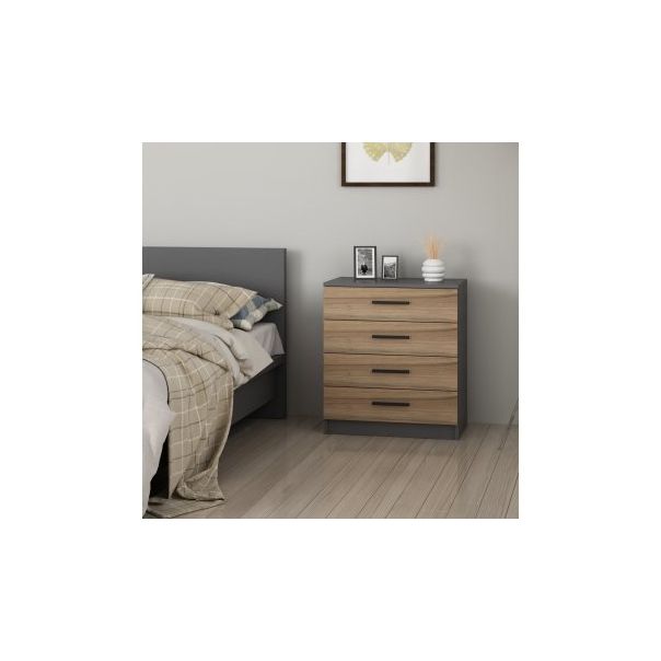 HANAH HOME Komoda za spavaću sobu Kale 4924, antracit/braon - 188996-1