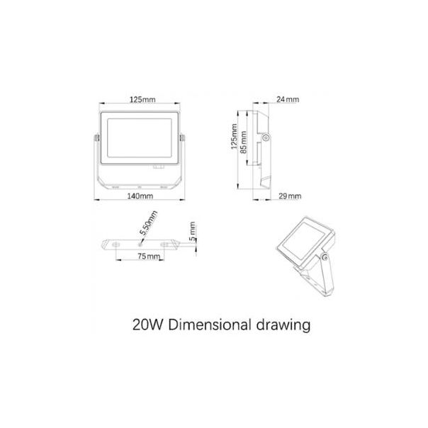 PHILIPS Projectline floodlight 20W 4000K, 911401863384 (18797) - 189030