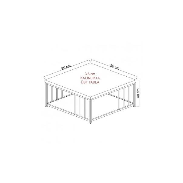 HANAH HOME Sto za dnevnu sobu Zenn Walnut Black - 189096