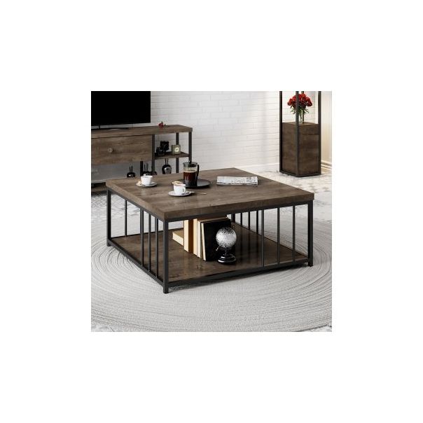 HANAH HOME Sto za dnevnu sobu Zenn Walnut Black - 189096