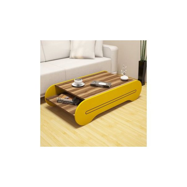 HANAH HOME Sto za dnevnu sobu Cool Walnut Yellow - 189275