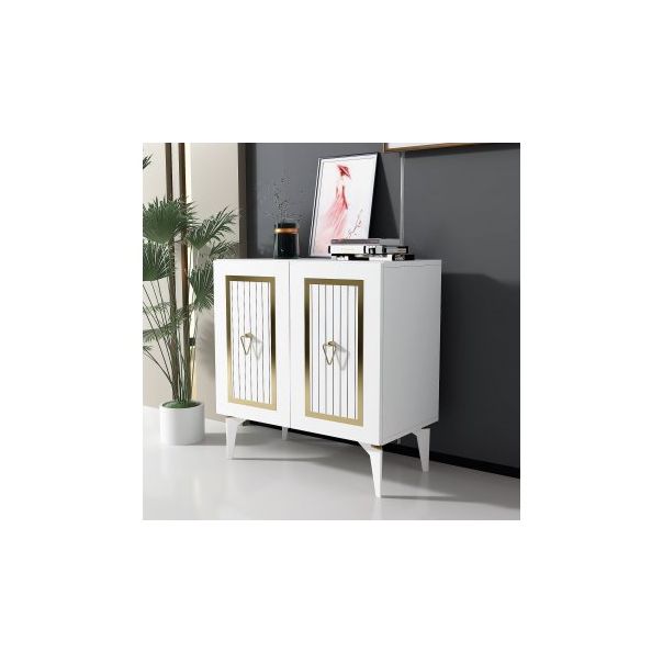 HANAH HOME Komoda Capri, belo/zlatna - 189529