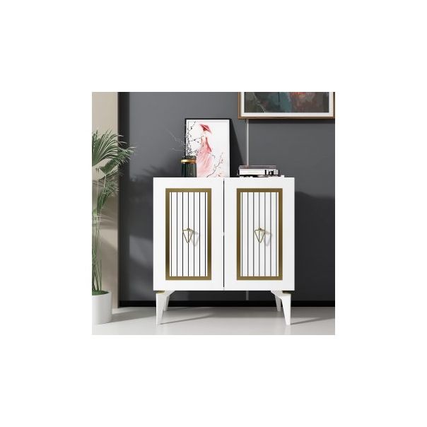 HANAH HOME Komoda Capri, belo/zlatna - 189529