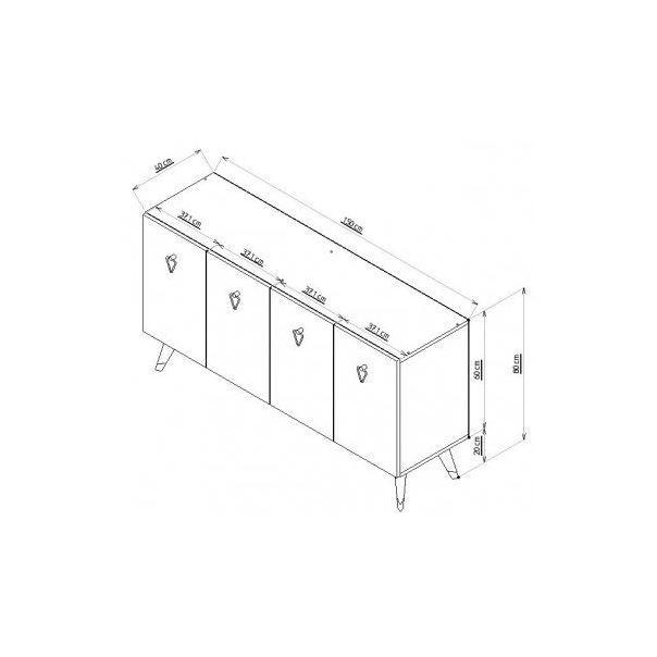 HANAH HOME Komoda Bare SIVA - 189568