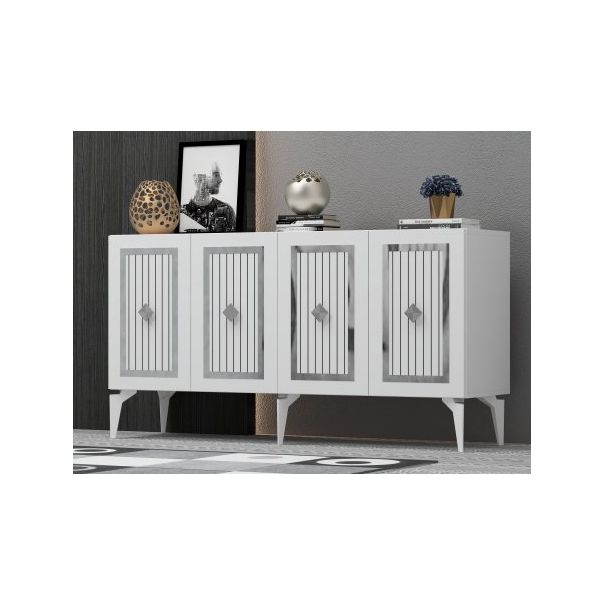 HANAH HOME Komoda Nora belo/srebrna - 189572